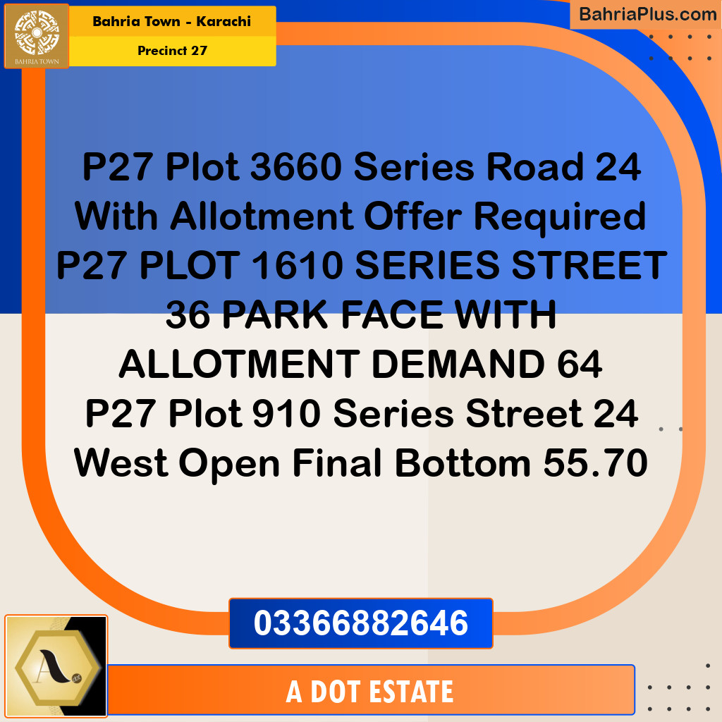 125 Sq. Yards Residential Plot for Sale in Precinct 27 -  Bahria Town, Karachi - (BP-210822)