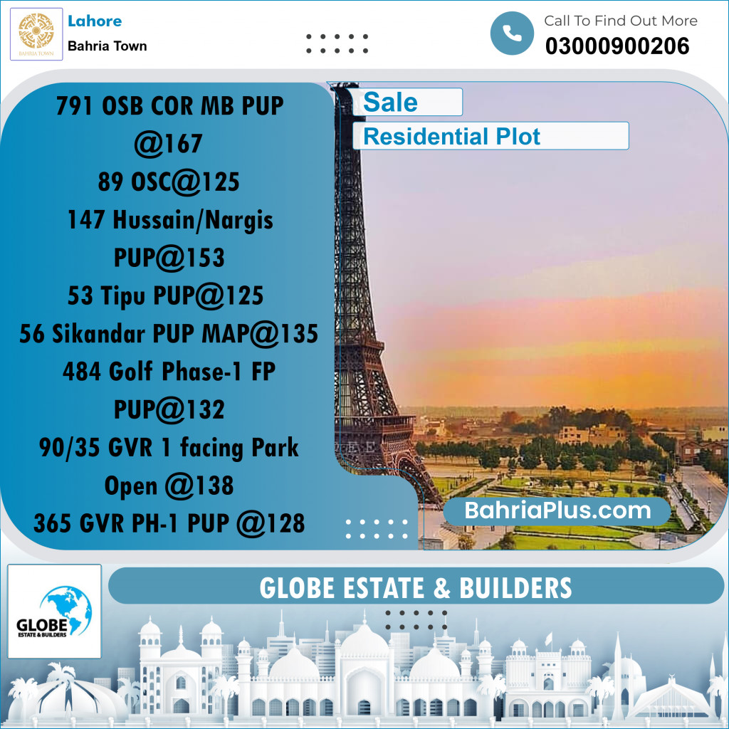 Residential Plot for Sale in Bahria Town, Lahore - (BP-210923)