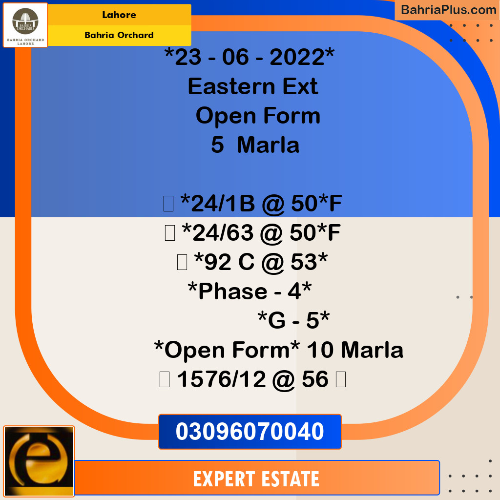 5 Marla Residential Plot for Sale in Bahria Orchard, Lahore - (BP-210941)