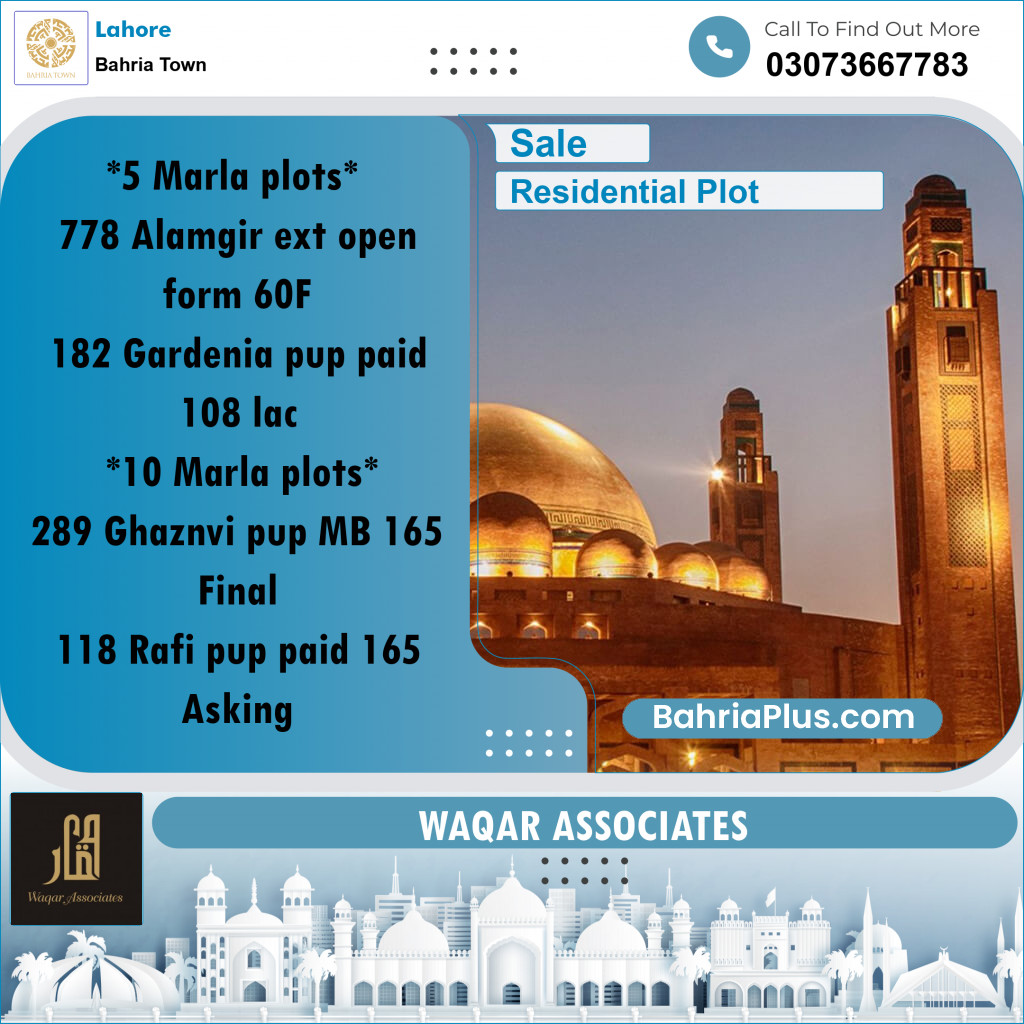 Residential Plot for Sale in Bahria Town, Lahore - (BP-210951)