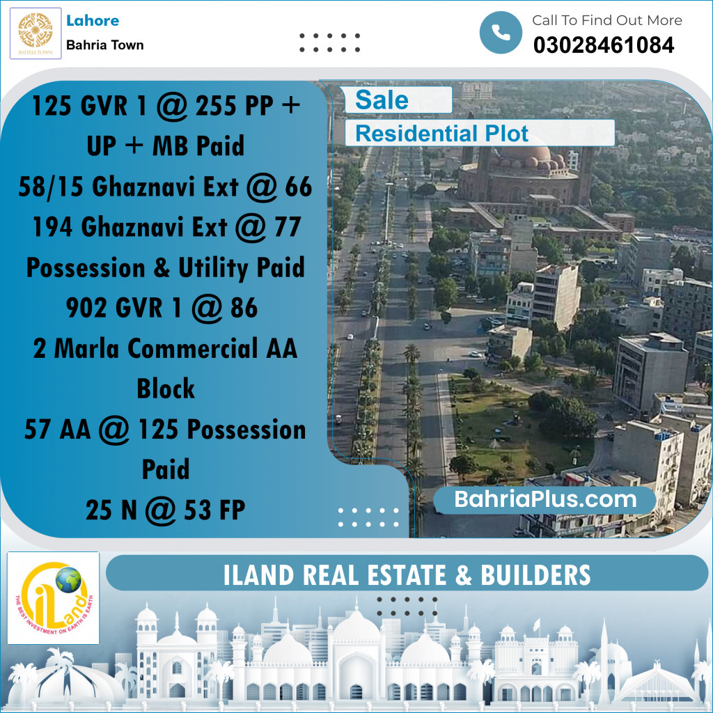 Residential Plot for Sale in Bahria Town, Lahore - (BP-210954)