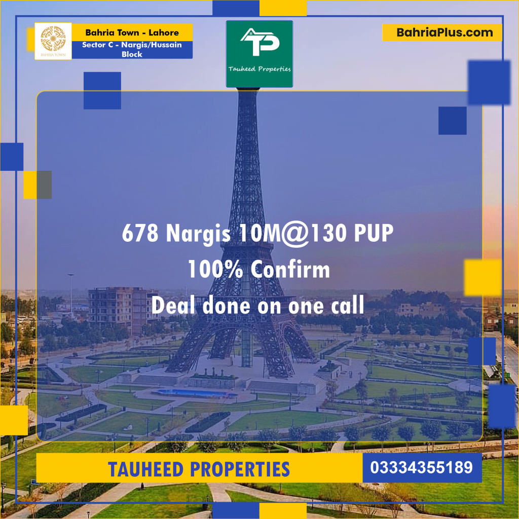 10 Marla Residential Plot for Sale in Sector C - Nargis/Hussain Block - Bahria Town, Lahore - (BP-211004)
