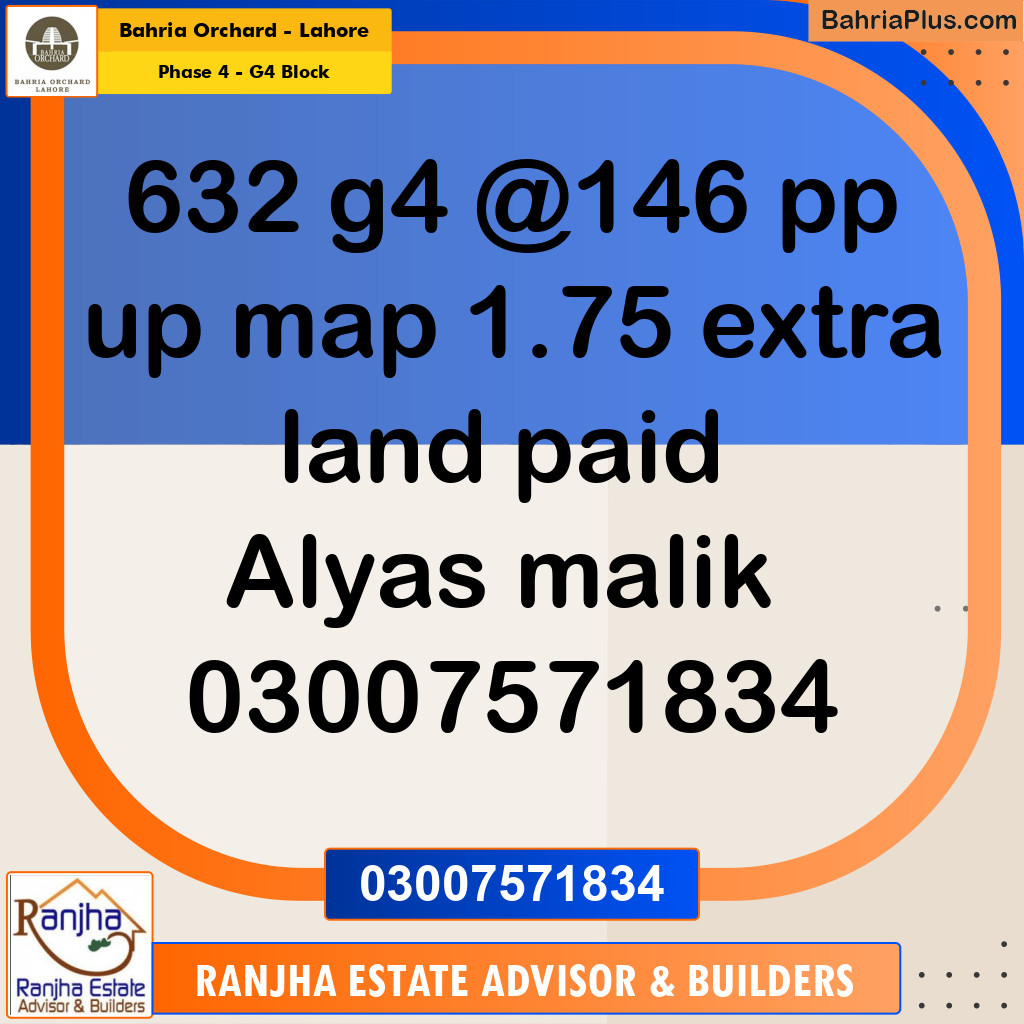 1 Kanal Residential Plot for Sale in Phase 4 - G4 Block -  Bahria Orchard, Lahore - (BP-211005)