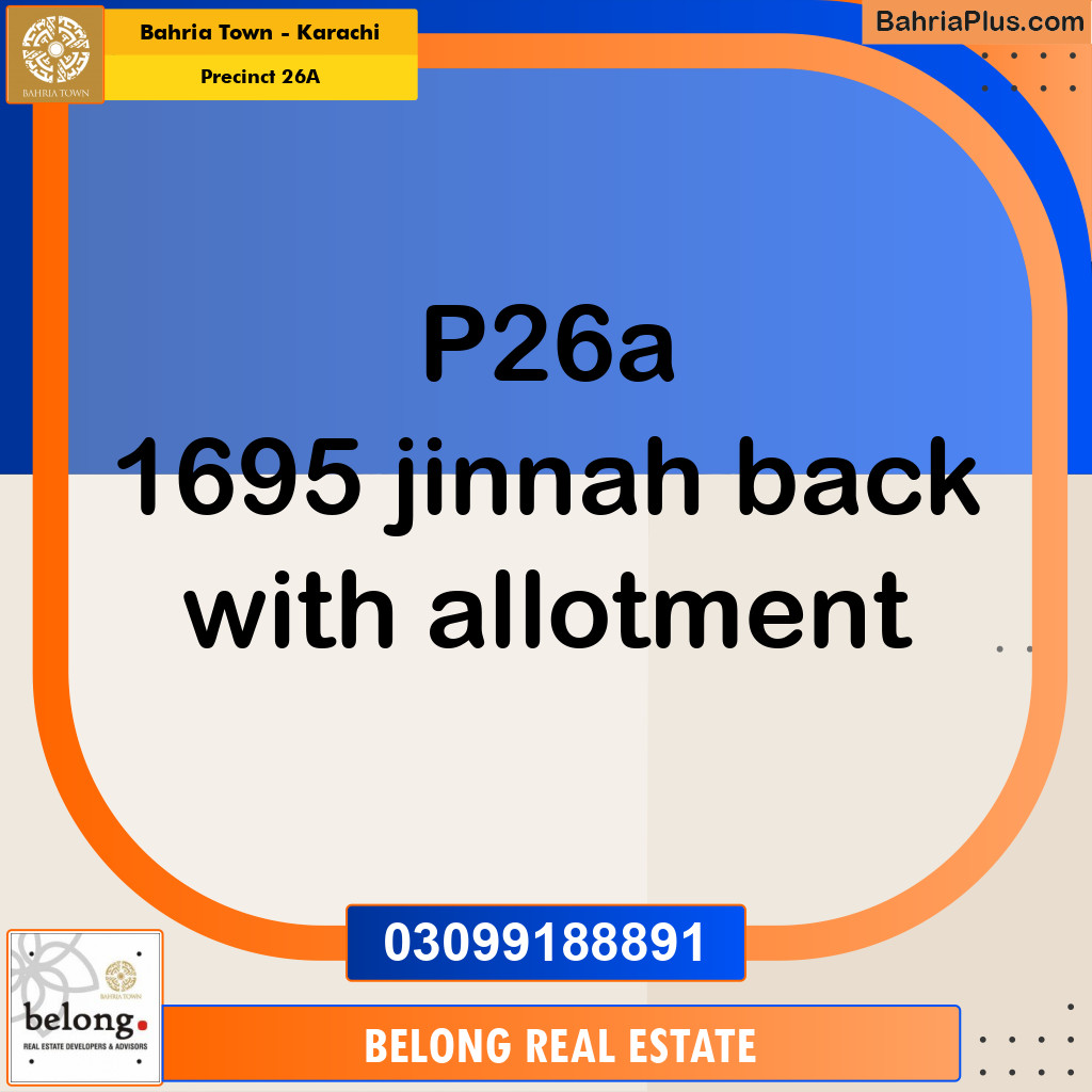 125 Sq. Yards Residential Plot for Sale in Precinct 26A -  Bahria Town, Karachi - (BP-211092)