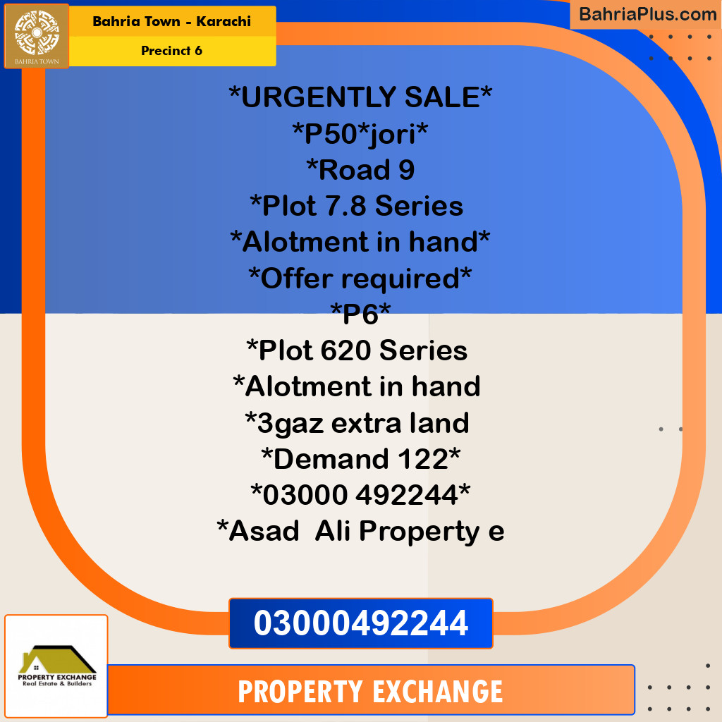 250 Sq. Yards Residential Plot for Sale in Precinct 6 -  Bahria Town, Karachi - (BP-211194)