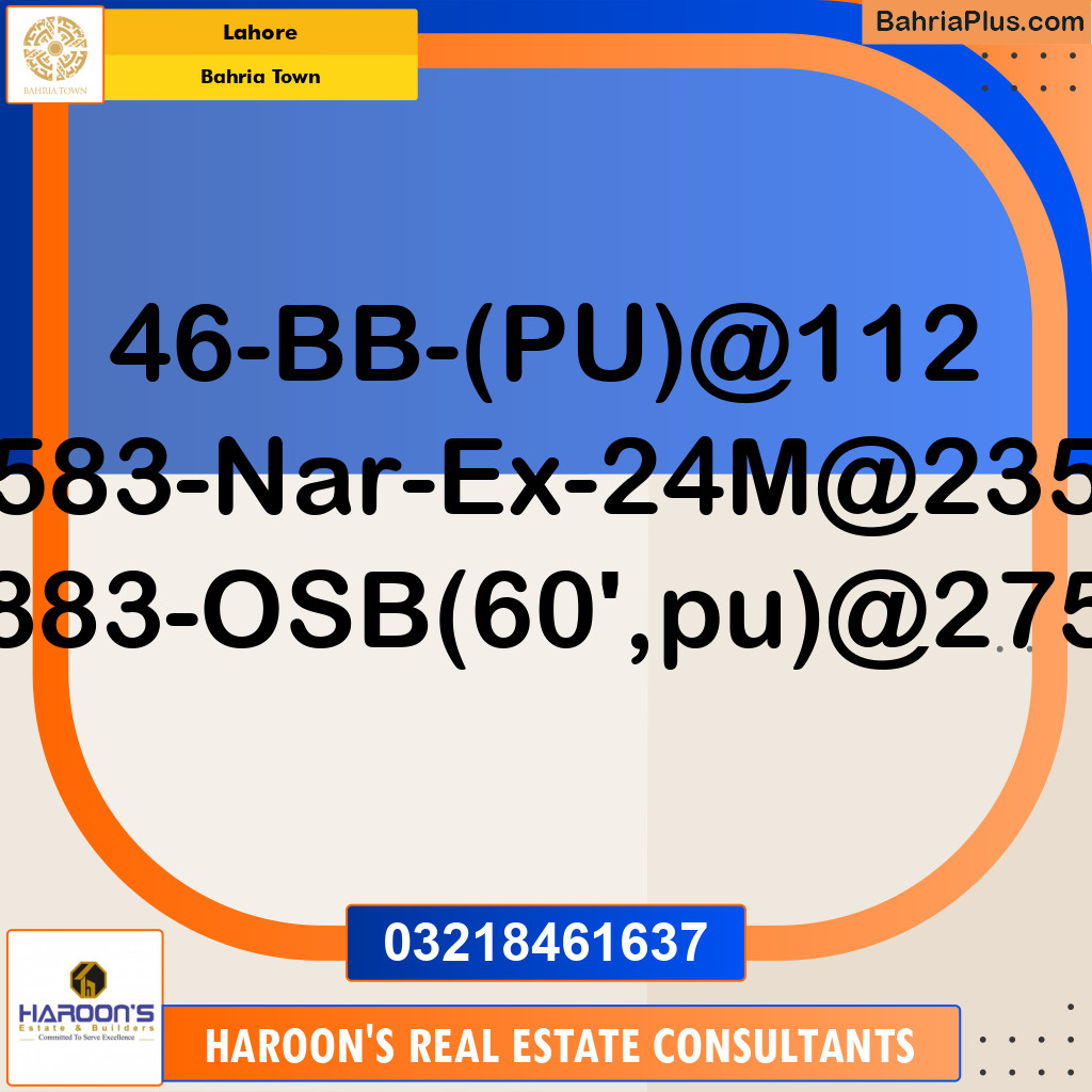 Residential Plot for Sale in Bahria Town, Lahore - (BP-211211)