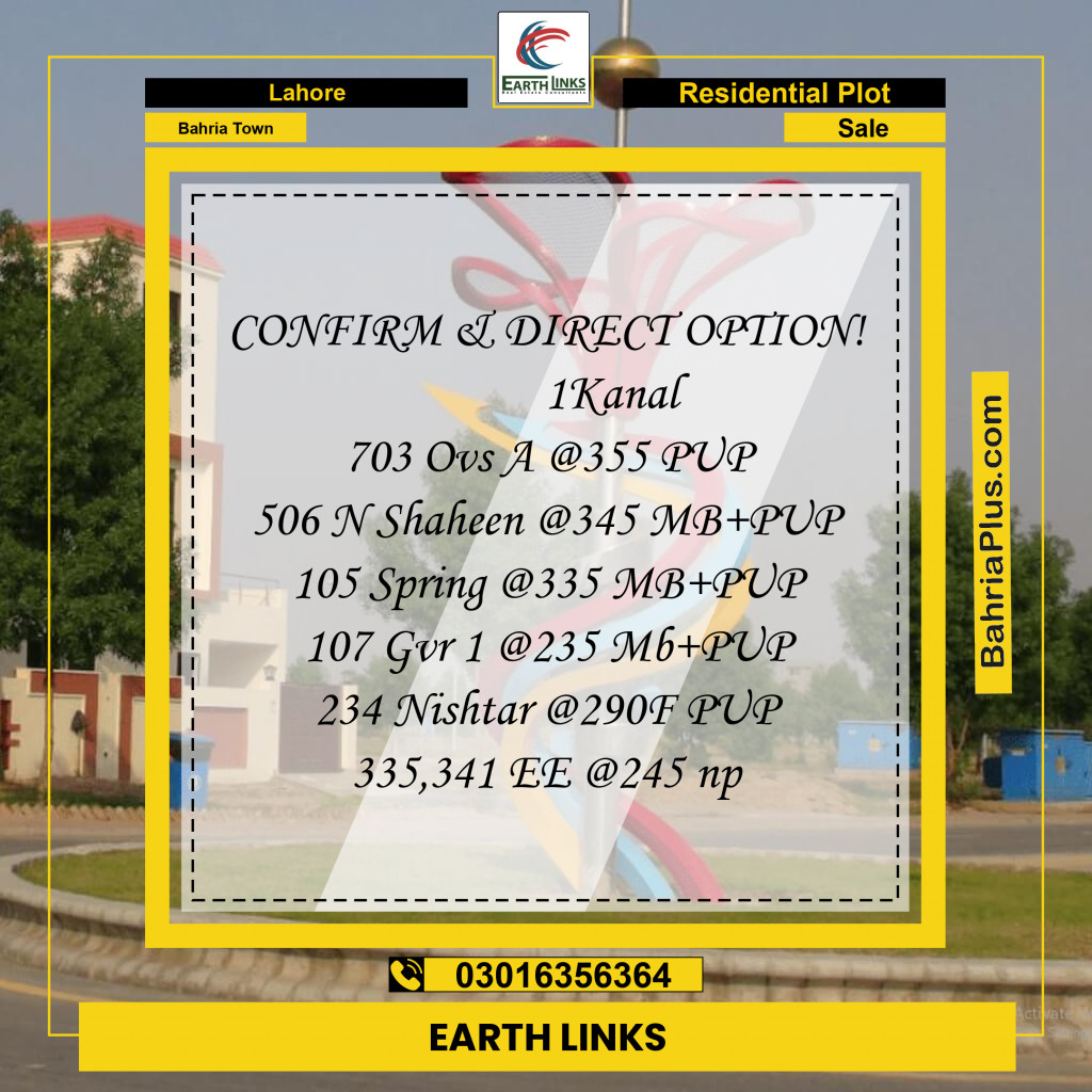 Residential Plot for Sale in Bahria Town, Lahore - (BP-211213)