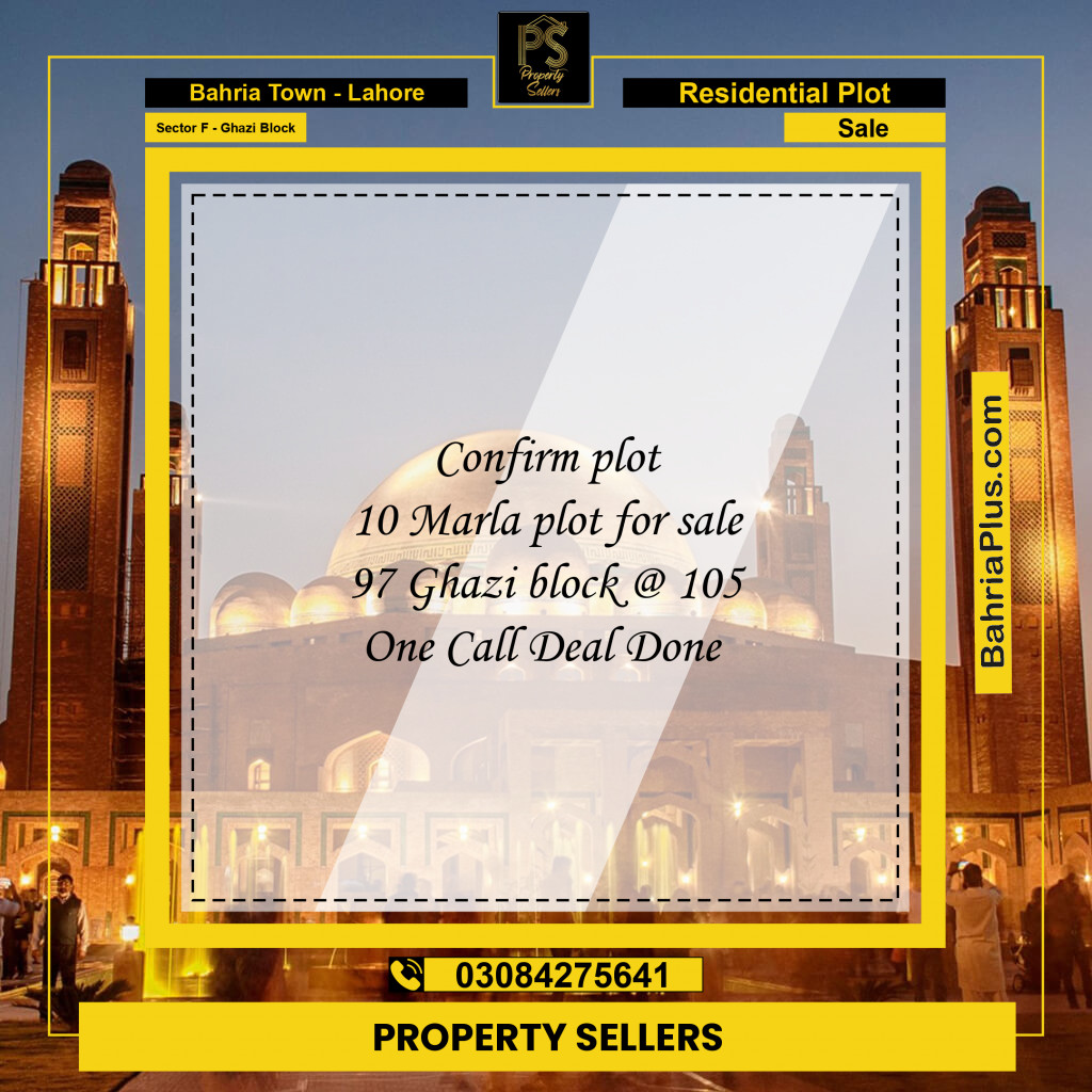 10 Marla Residential Plot for Sale in Sector F - Ghazi Block -  Bahria Town, Lahore - (BP-211249)