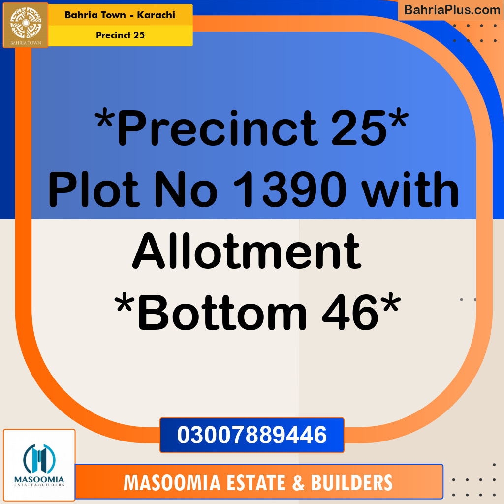 Residential Plot for Sale in Precinct 25 -  Bahria Town, Karachi - (BP-211261)