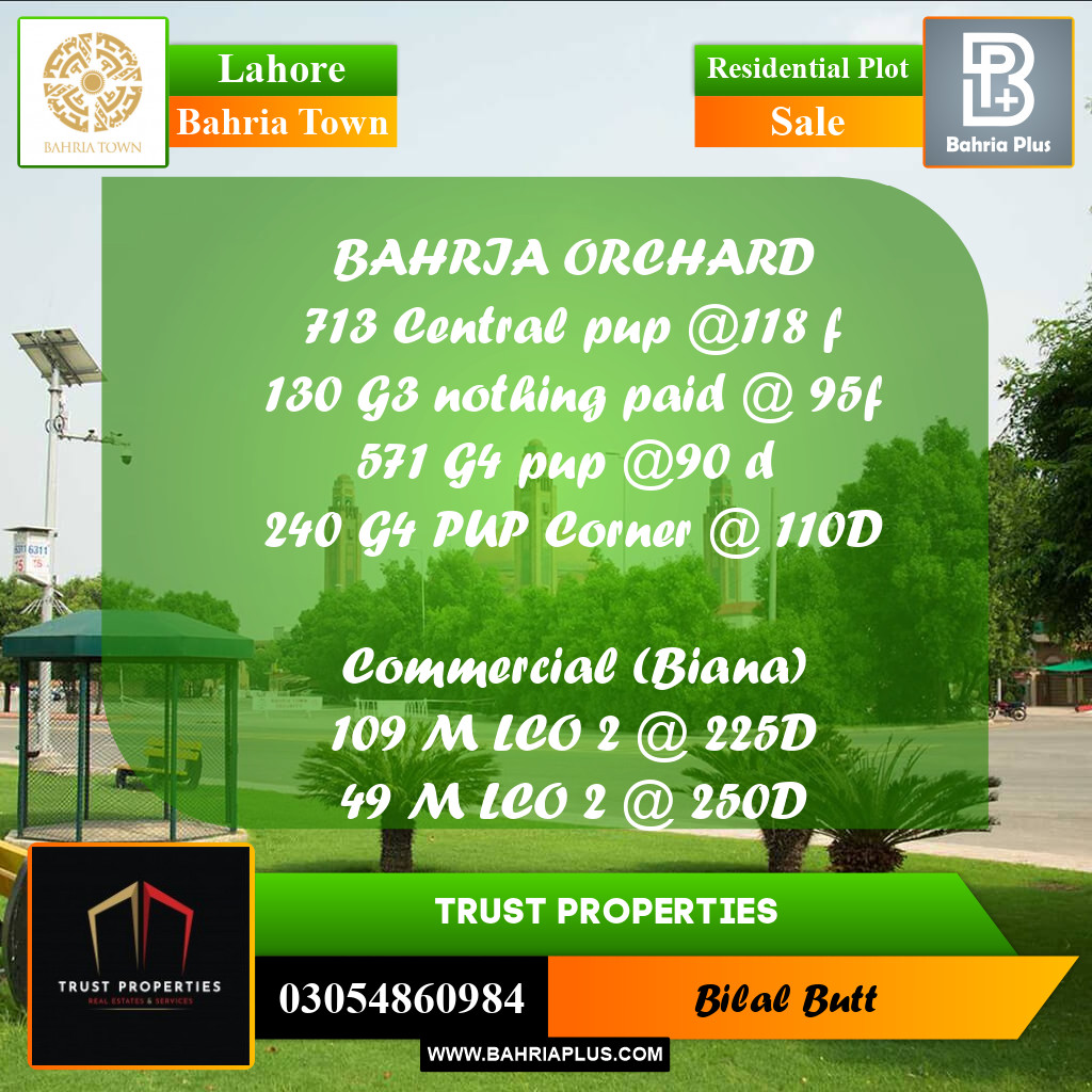Residential Plot for Sale in Bahria Town, Lahore - (BP-211268)