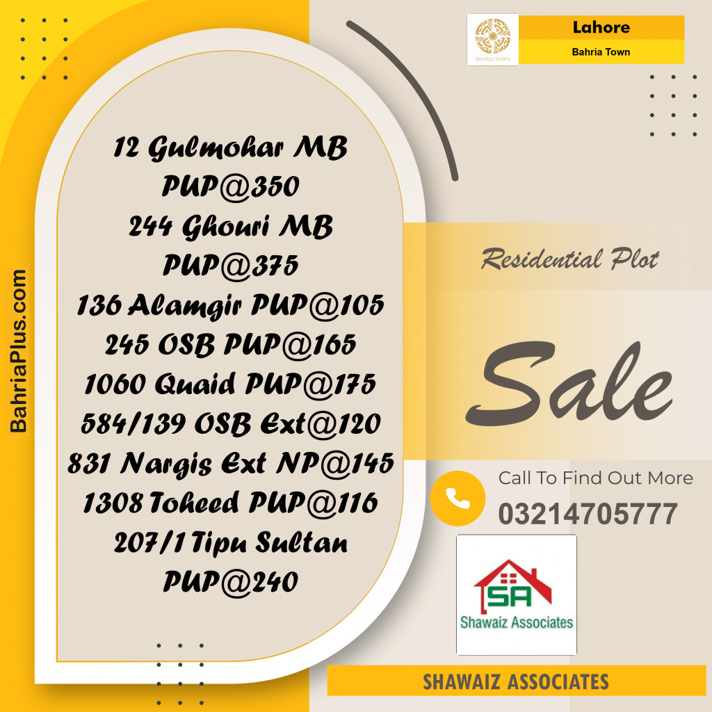 Residential Plot for Sale in Bahria Town, Lahore - (BP-211387)