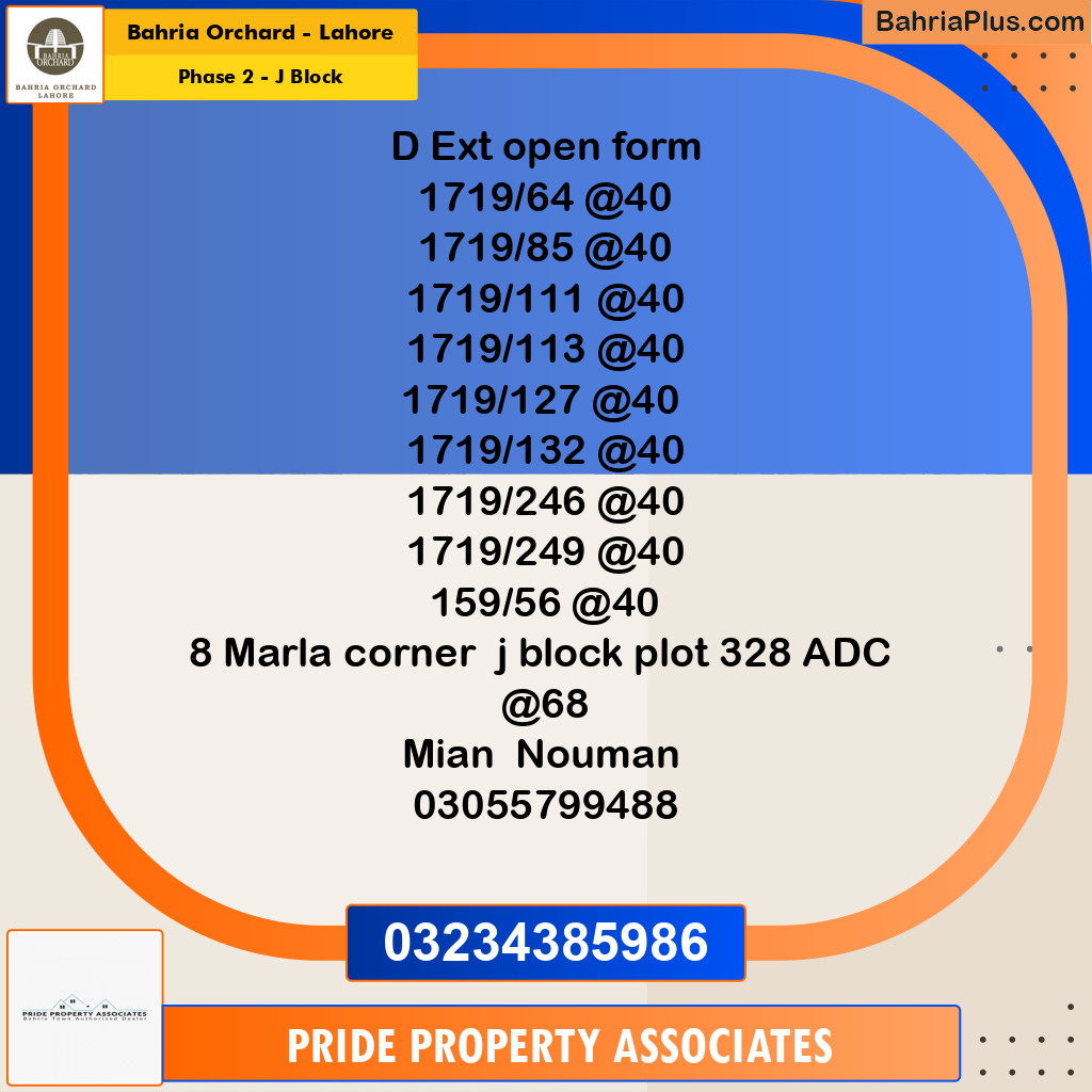 8 Marla Residential Plot for Sale in Phase 2 - J Block -  Bahria Orchard, Lahore - (BP-211388)