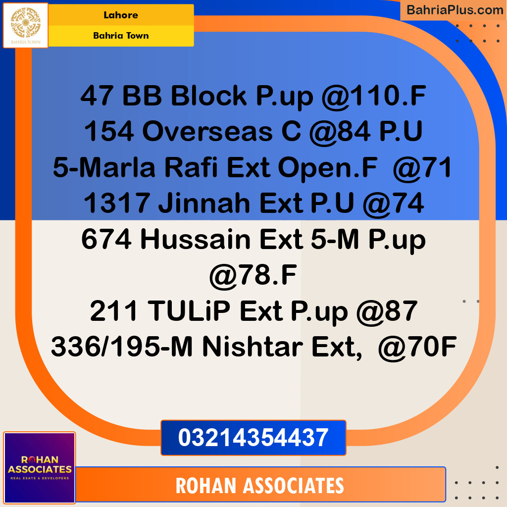 Residential Plot for Sale in Bahria Town, Lahore - (BP-211413)