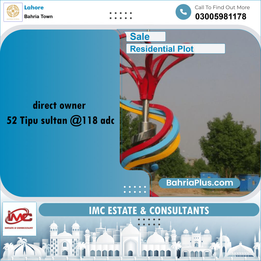 Residential Plot for Sale in Bahria Town, Lahore - (BP-211419)