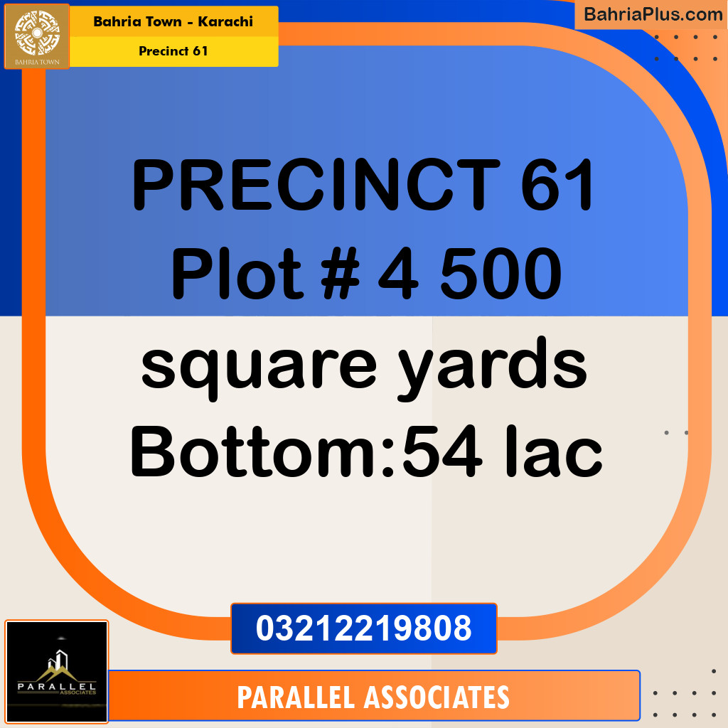500 Sq. Yards Residential Plot for Sale in Precinct 61 -  Bahria Town, Karachi - (BP-211433)