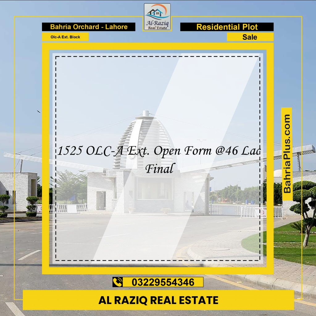 5 Marla Residential Plot for Sale in OLC-A Ext. Block -  Bahria Orchard, Lahore - (BP-211443)