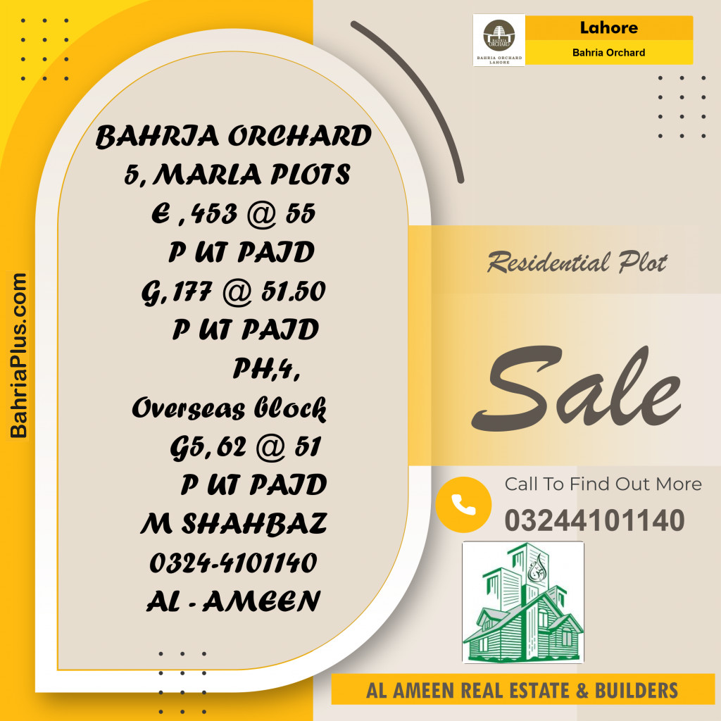 Residential Plot for Sale in Bahria Orchard, Lahore - (BP-211555)