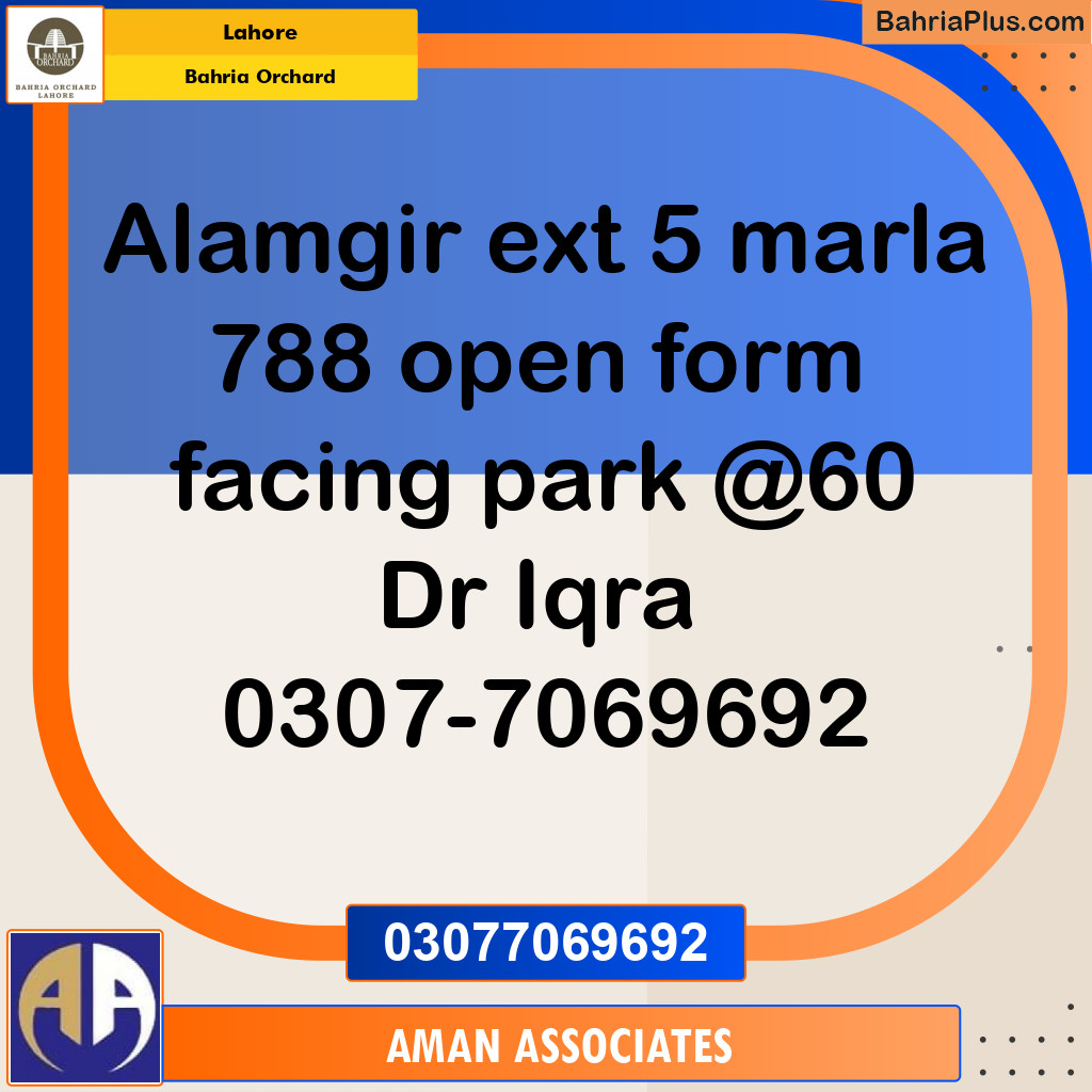 Residential Plot for Sale in Bahria Orchard, Lahore - (BP-211559)