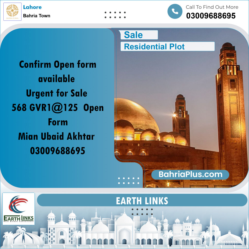 Residential Plot for Sale in Bahria Town, Lahore - (BP-211589)