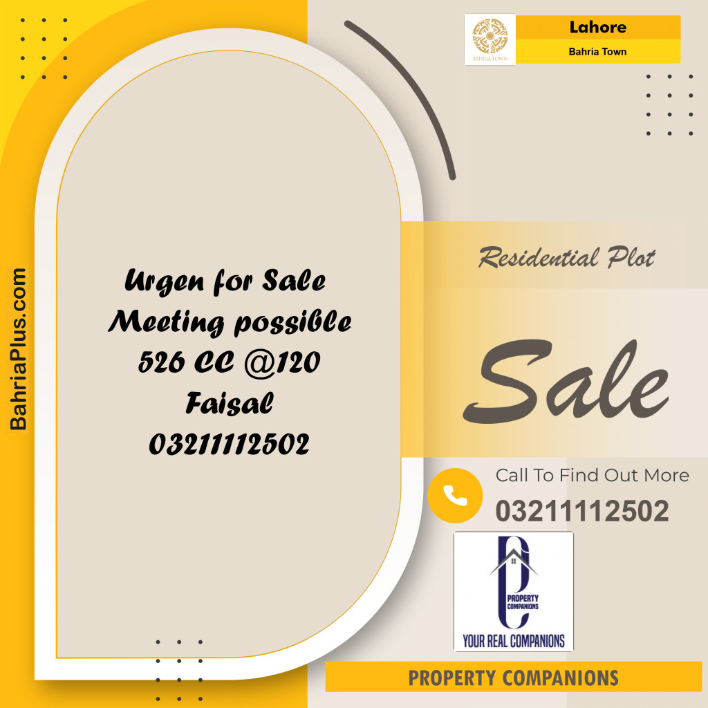 Residential Plot for Sale in Bahria Town, Lahore - (BP-211623)