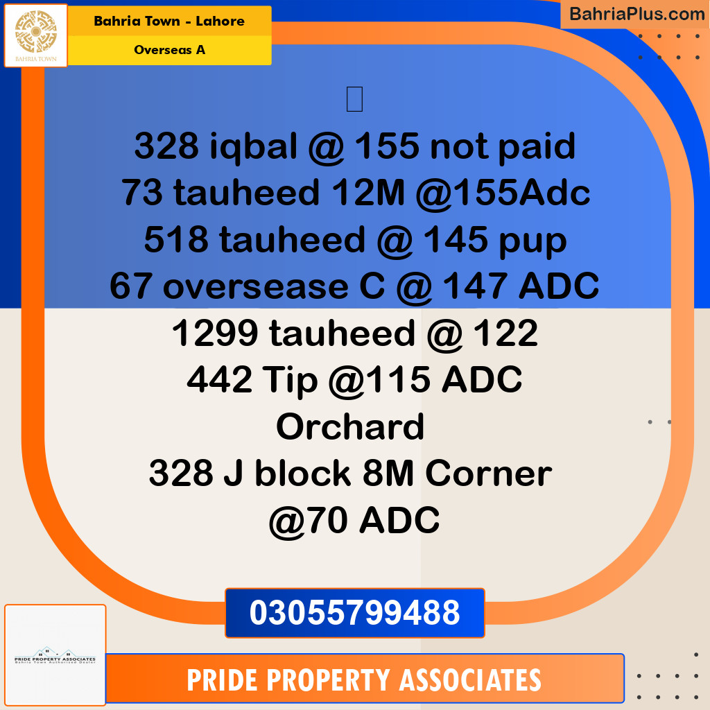 10 Marla Residential Plot for Sale in Overseas A -  Bahria Town, Lahore - (BP-211666)