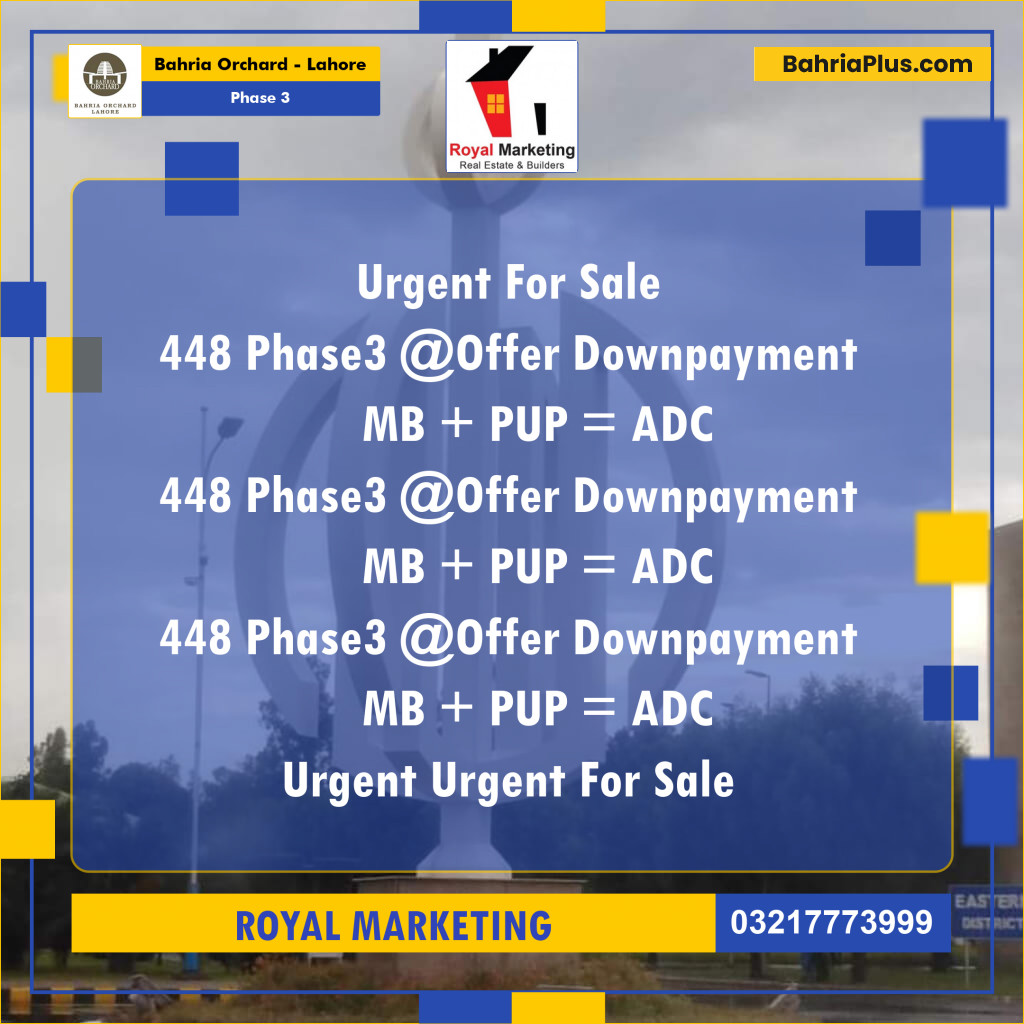 8 Marla Residential Plot for Sale in Phase 3 -  Bahria Orchard, Lahore - (BP-211738)