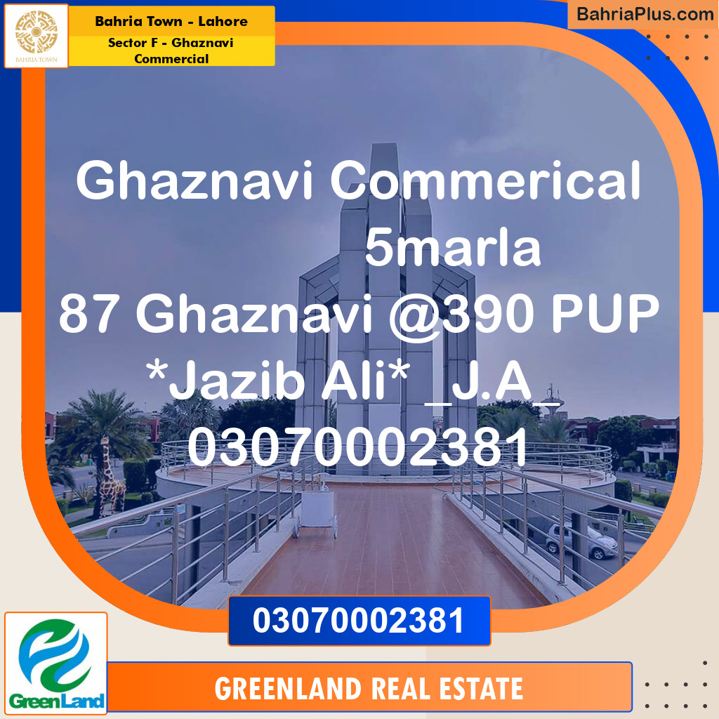 5 Marla Commercial Plot for Sale in Sector F - Ghaznavi Commercial -  Bahria Town, Lahore - (BP-211862)