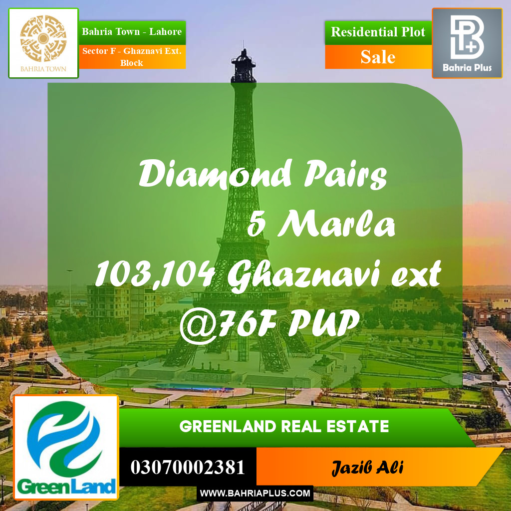 5 Marla Residential Plot for Sale in Sector F - Ghaznavi Ext. Block -  Bahria Town, Lahore - (BP-211873)