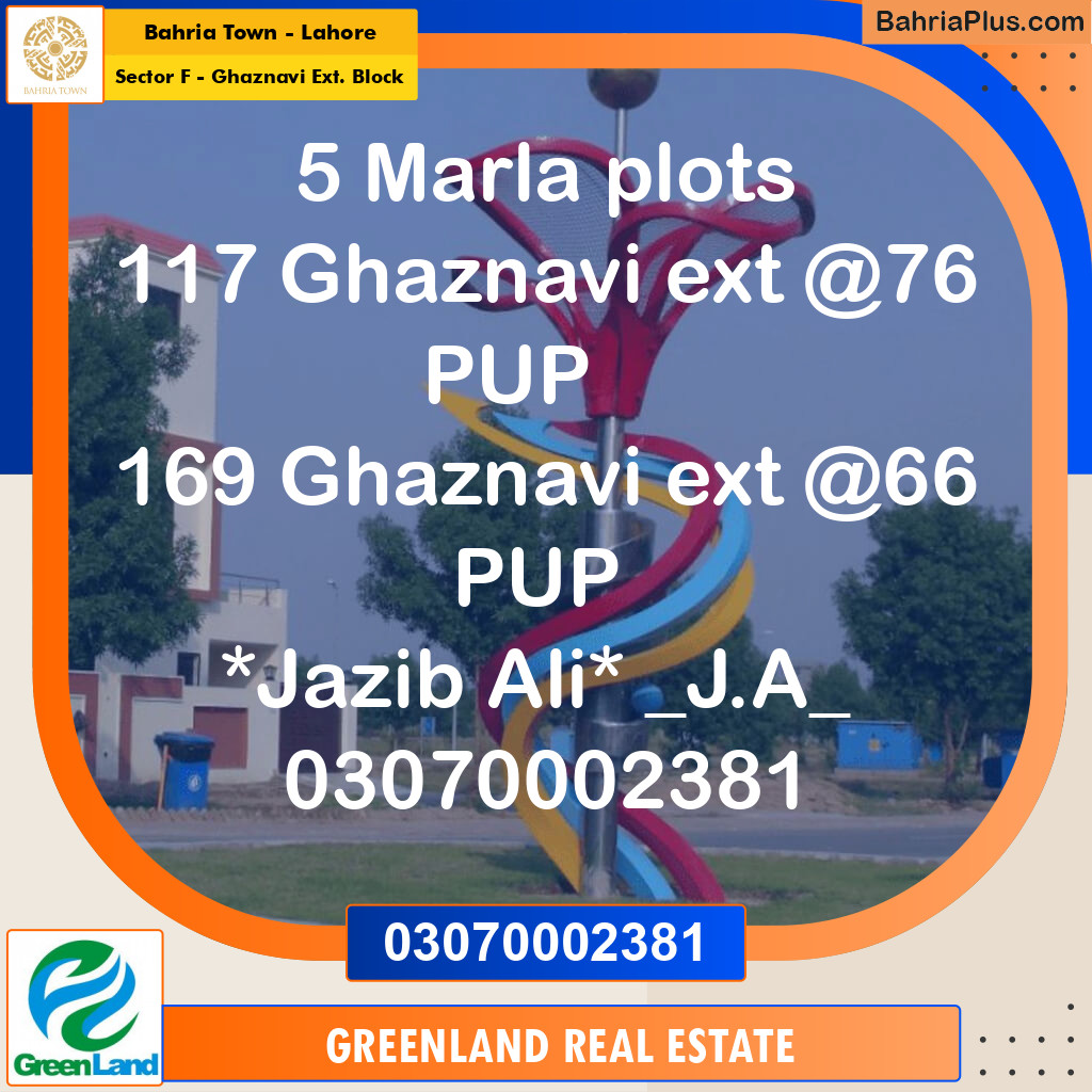 5 Marla Residential Plot for Sale in Sector F - Ghaznavi Ext. Block -  Bahria Town, Lahore - (BP-211877)