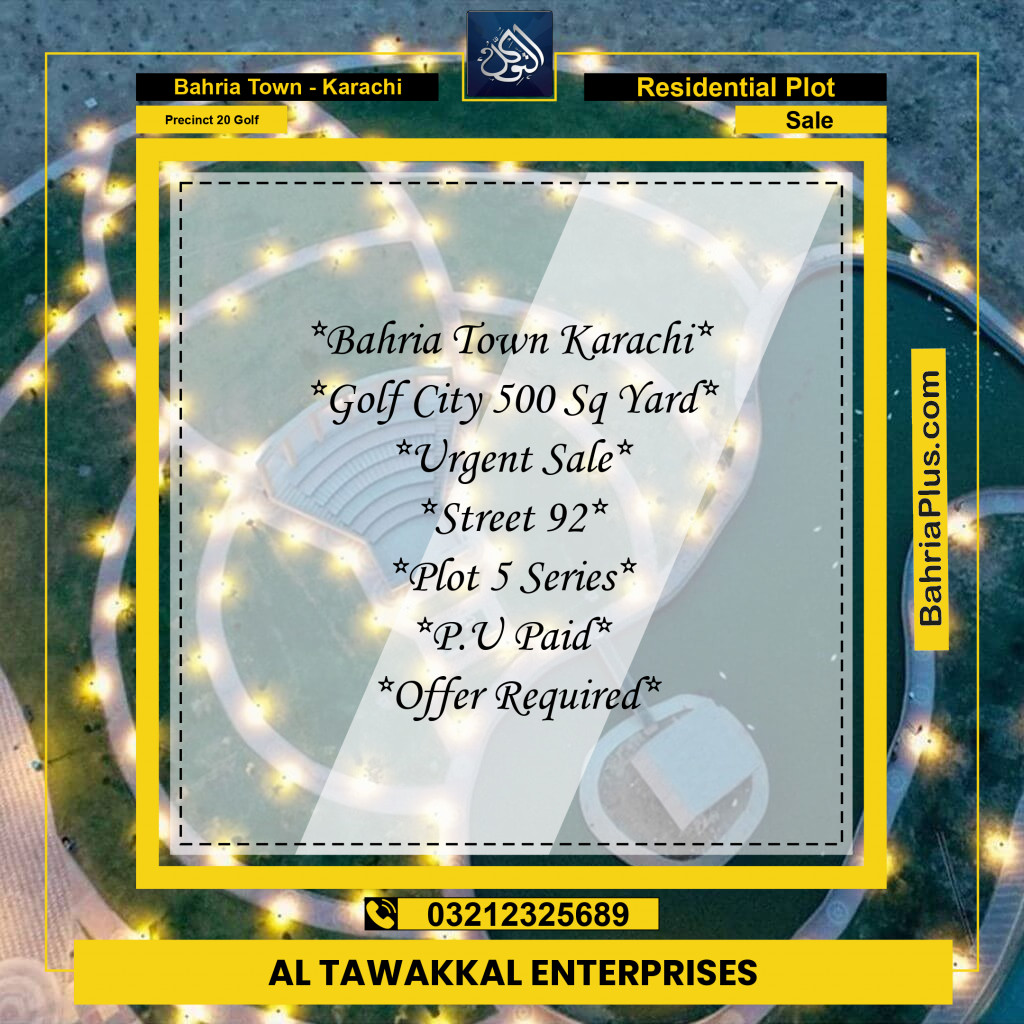 500 Sq. Yards Residential Plot for Sale in Precinct 20 Golf -  Bahria Town, Karachi - (BP-211879)