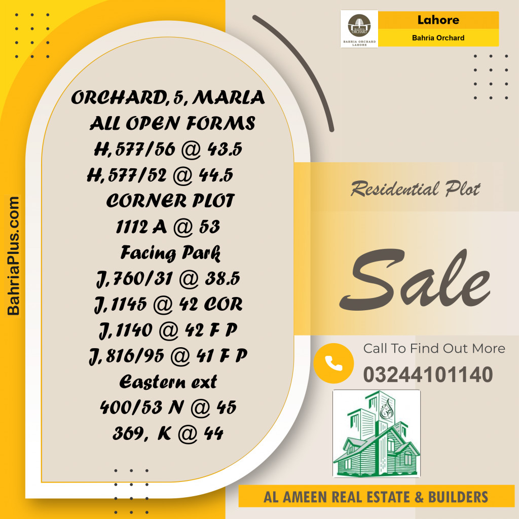 Residential Plot for Sale in Bahria Orchard, Lahore - (BP-211895)