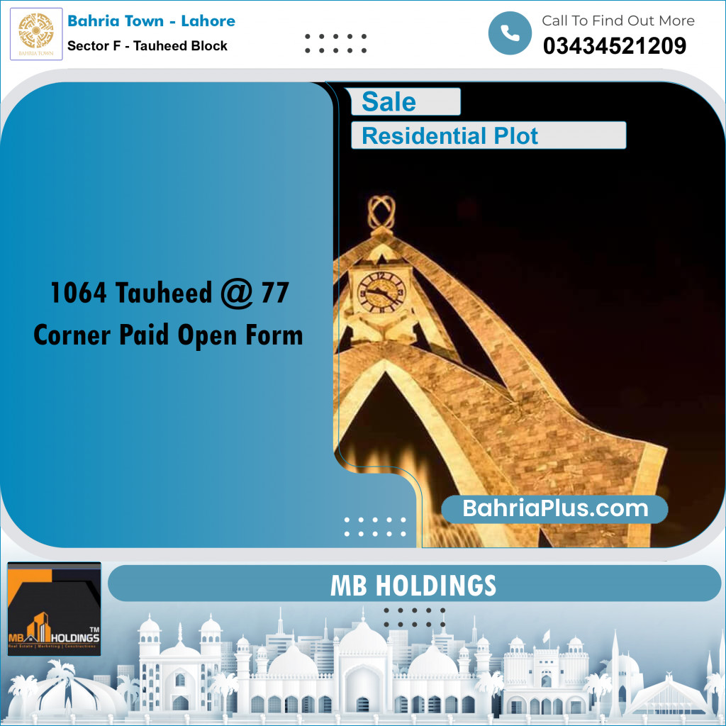 5 Marla Residential Plot for Sale in Sector F - Tauheed Block -  Bahria Town, Lahore - (BP-211898)