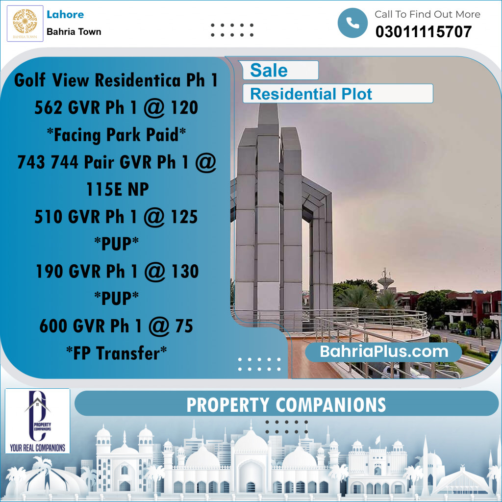 Residential Plot for Sale in Bahria Town, Lahore - (BP-211910)