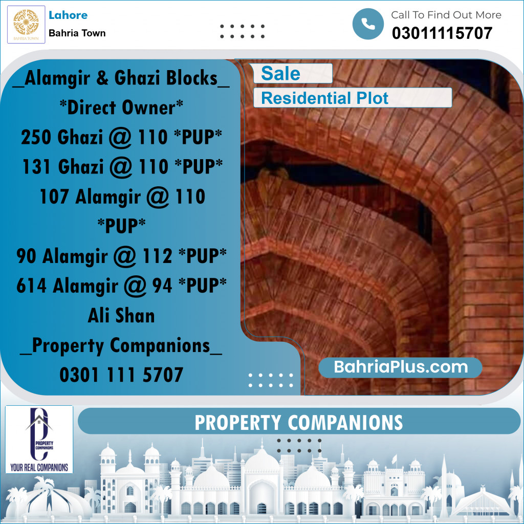 Residential Plot for Sale in Bahria Town, Lahore - (BP-211913)