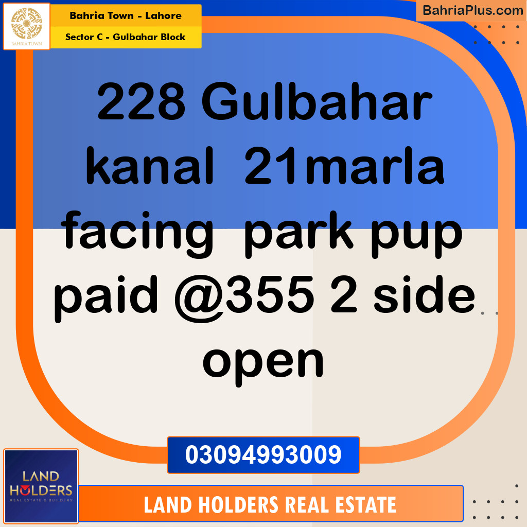 1 Kanal Residential Plot for Sale in Sector C - Gulbahar Block -  Bahria Town, Lahore - (BP-211942)