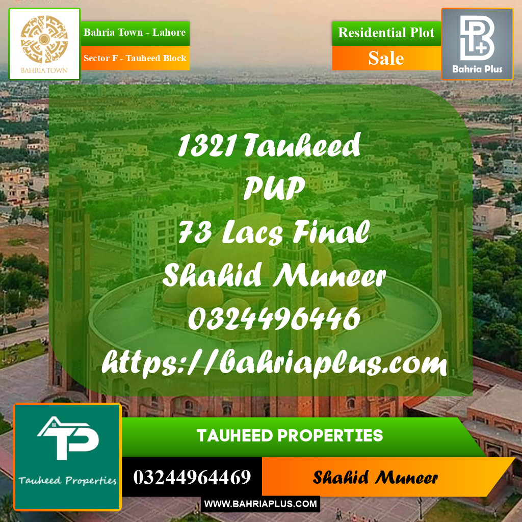 5 Marla Residential Plot for Sale in Sector F - Tauheed Block -  Bahria Town, Lahore - (BP-211943)