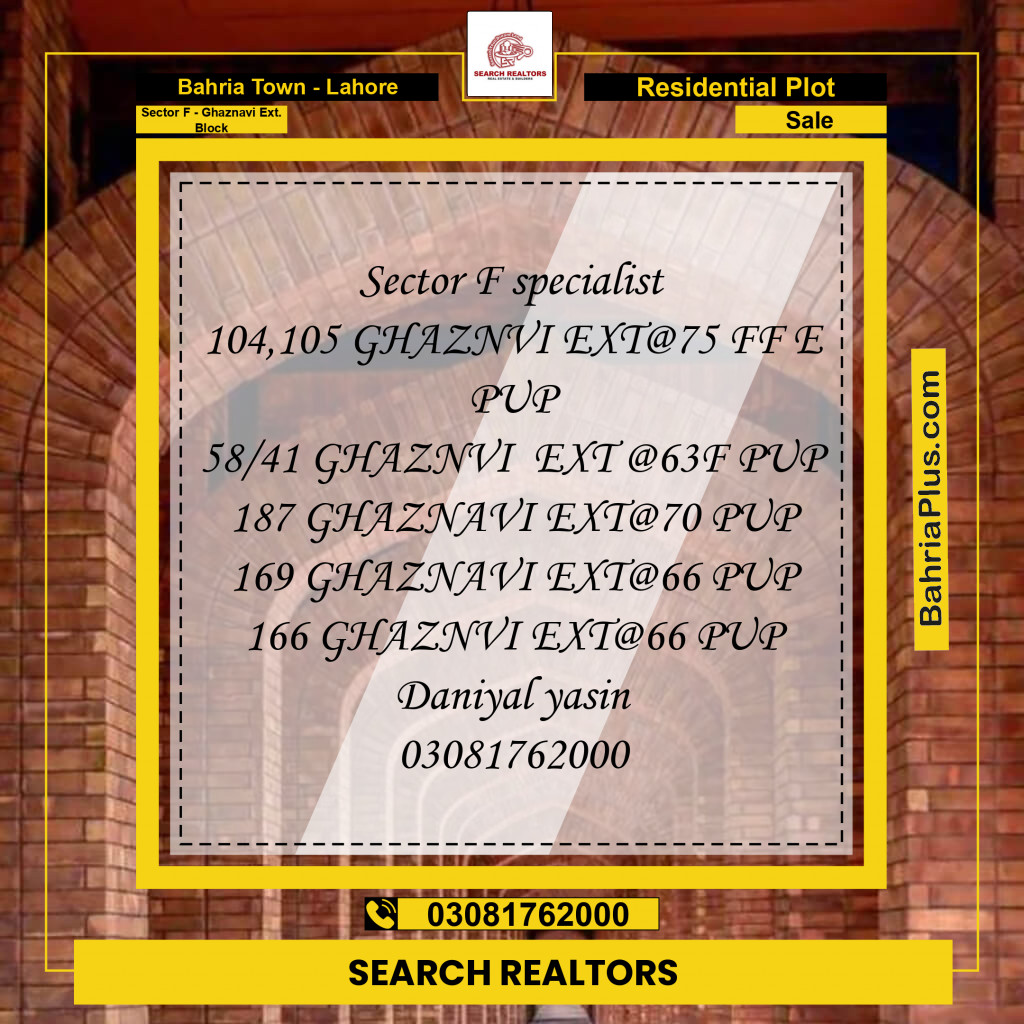 10 Marla Residential Plot for Sale in Sector F - Ghaznavi Ext. Block -  Bahria Town, Lahore - (BP-211956)