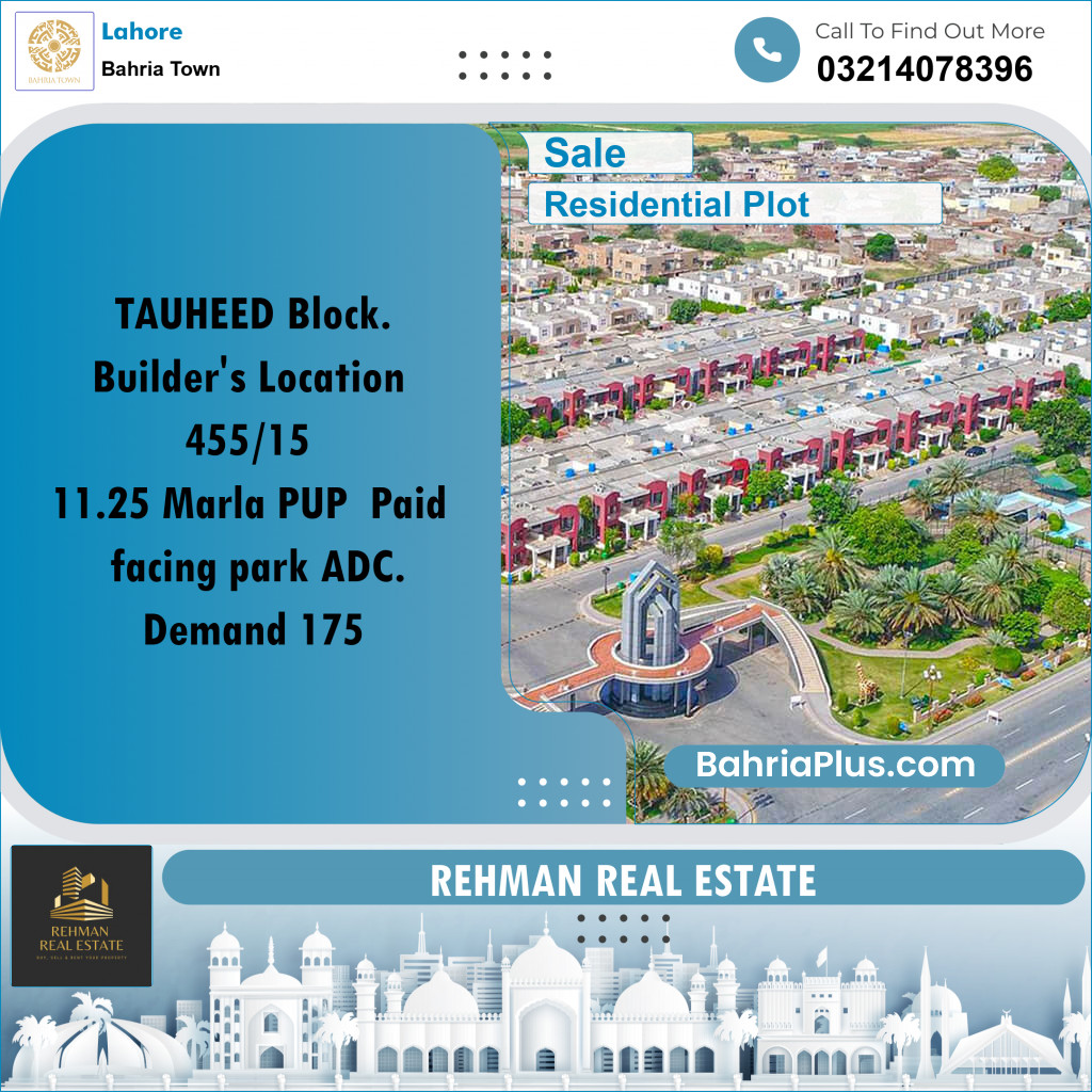 Residential Plot for Sale in Bahria Town, Lahore - (BP-211977)