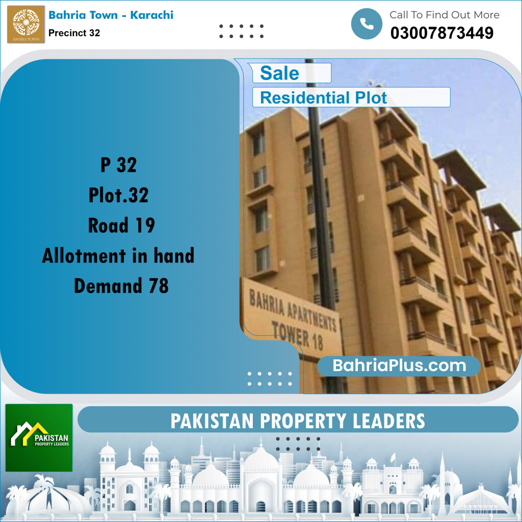 250 Sq. Yards Residential Plot for Sale in Precinct 32 -  Bahria Town, Karachi - (BP-211998)