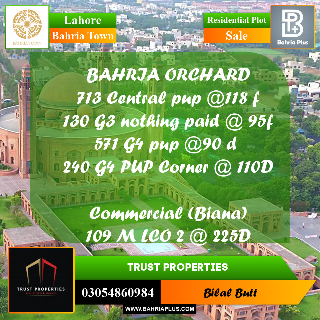 Residential Plot for Sale in Bahria Town, Lahore - (BP-212008)