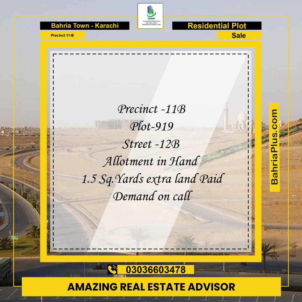125 Sq. Yards Residential Plot for Sale in Precinct 11-B - Bahria Town, Karachi - (BP-212019)
