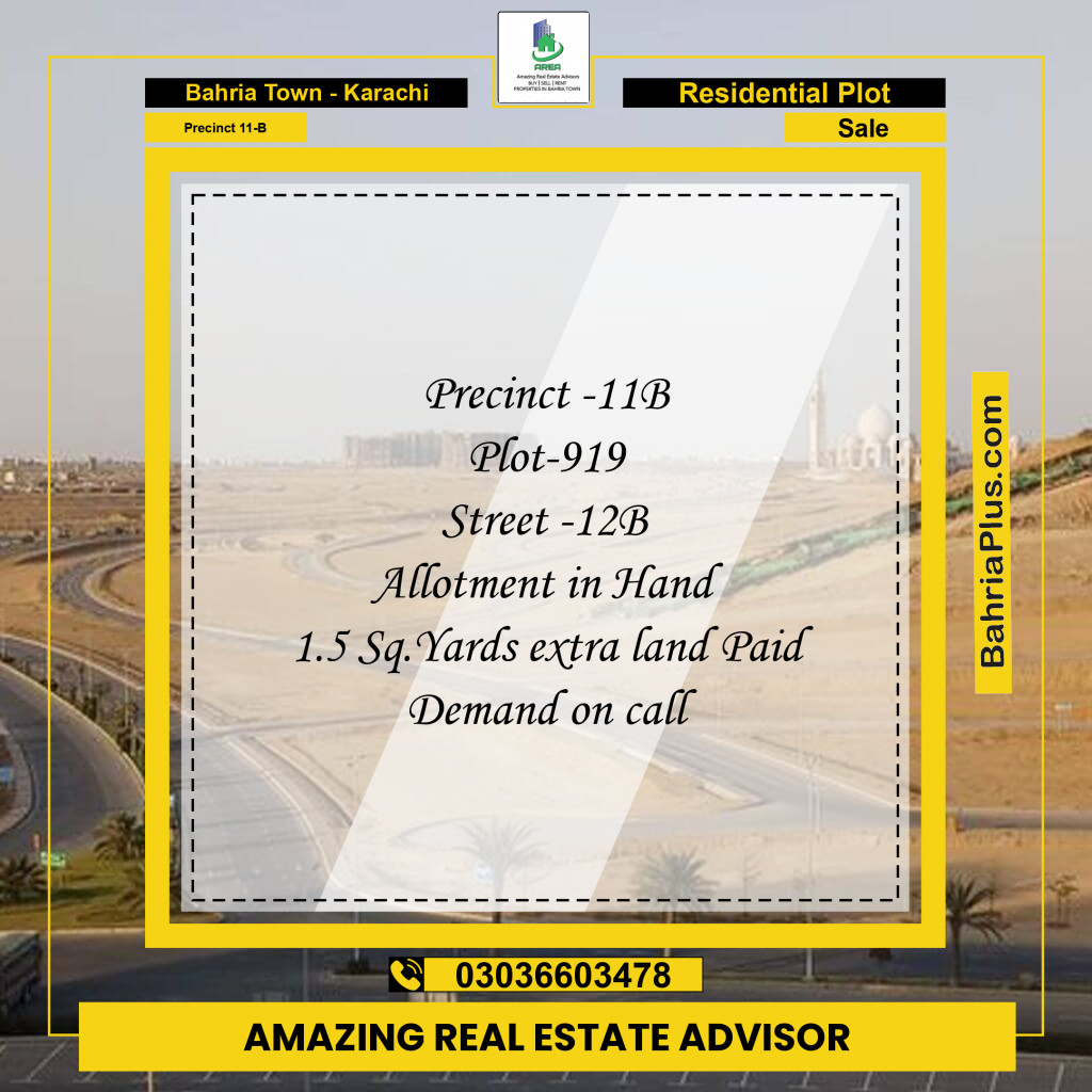 125 Sq. Yards Residential Plot for Sale in Precinct 11-B -  Bahria Town, Karachi - (BP-212019)