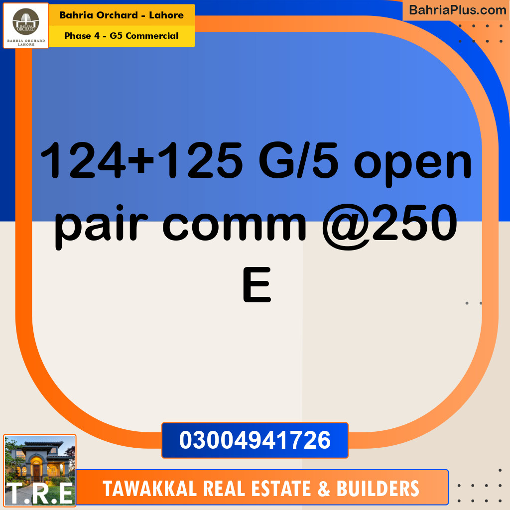 5 Marla Commercial Plot for Sale in Phase 4 - G5 Commercial - Bahria Orchard, Lahore - (BP-212021)