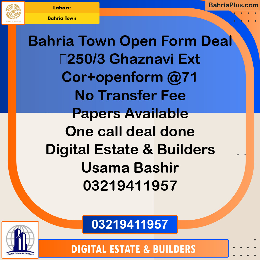 Residential Plot for Sale in Bahria Town, Lahore - (BP-212034)