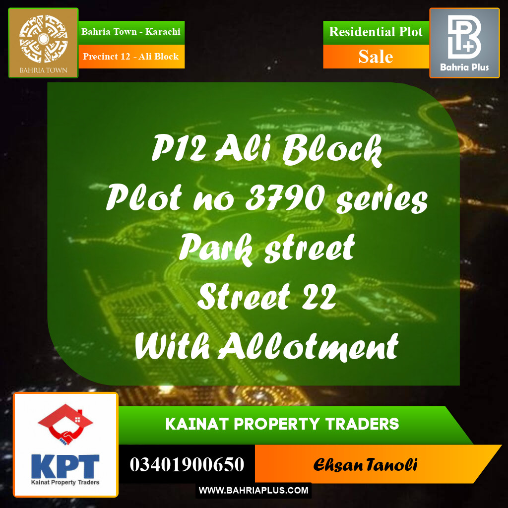 Residential Plot for Sale in Precinct 12 - Ali Block -  Bahria Town, Karachi - (BP-212046)