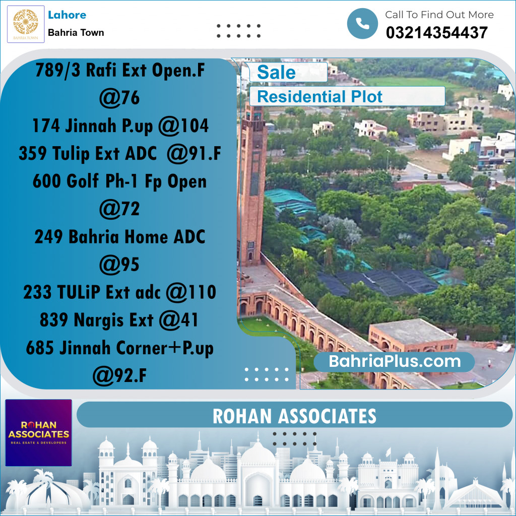 Residential Plot for Sale in Bahria Town, Lahore - (BP-212060)