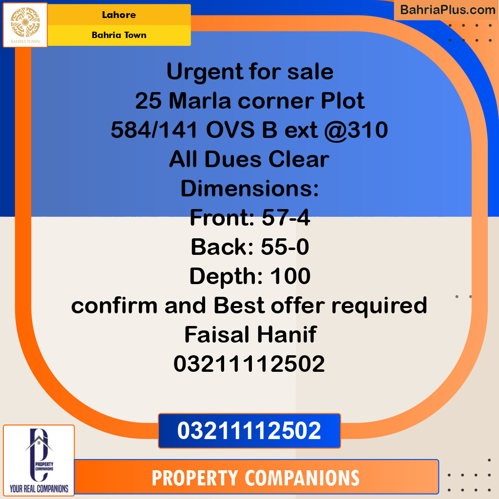 Residential Plot for Sale in Bahria Town, Lahore - (BP-212097)