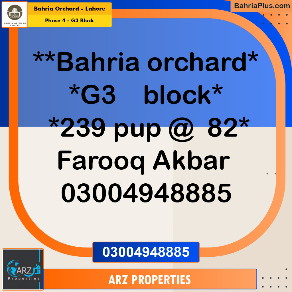 Residential Plot for Sale in Phase 4 - G3 Block -  Bahria Orchard, Lahore - (BP-212100)