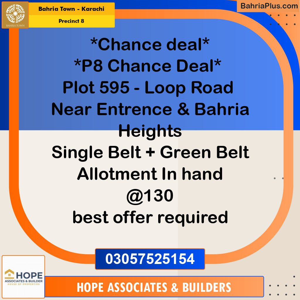 250 Sq. Yards Residential Plot for Sale in Precinct 8 - Bahria Town, Karachi - (BP-212119)