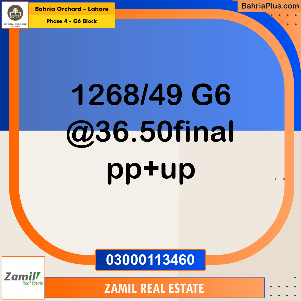 5 Marla Residential Plot for Sale in Phase 4 - G6 Block -  Bahria Orchard, Lahore - (BP-212135)